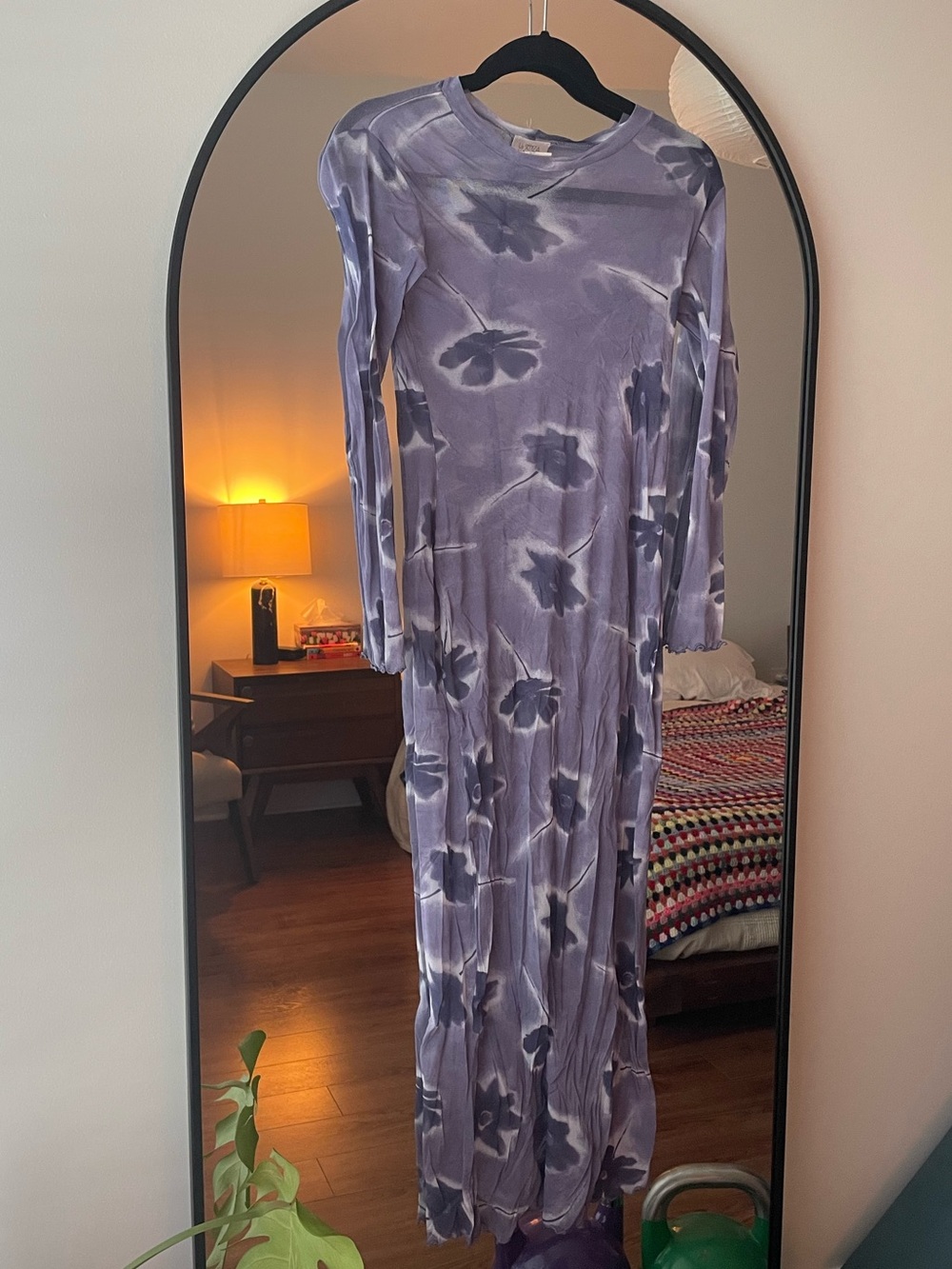 Vintage la senza purple floral mesh long dress
